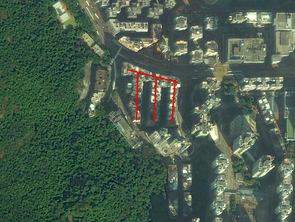 Так выглядит этот жилой комплекс в Гонконге на спутниковом снимке. Яндекс-карты.